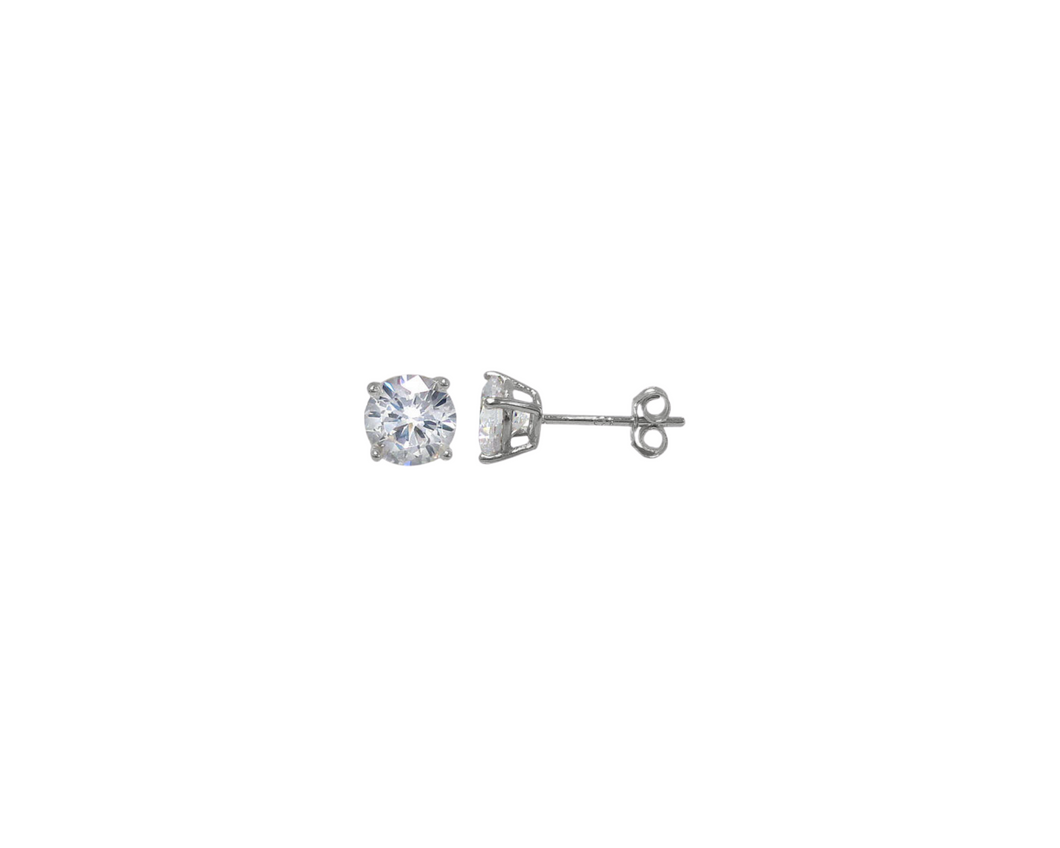 Sterling Silver With Cubic Zirconia Faceted Round Studs