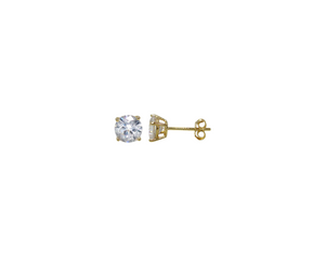 Sterling Silver With Gold Plated Round Cubic Zirconia Studs