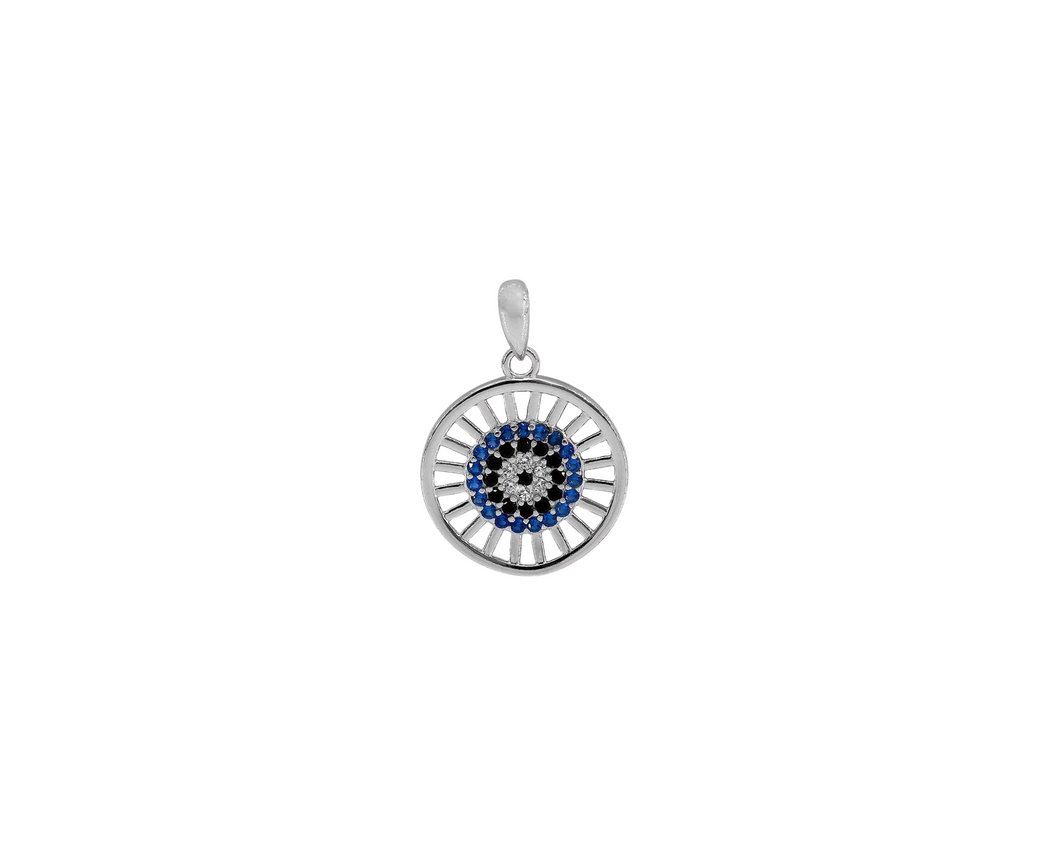 Sterling Silver with Cubic Zirconia Circle Pendant 