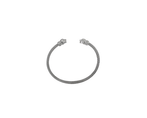 Sterling Silver With Rhodium Panther Head Mesh Bracelet