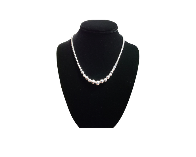 Sterling Silver Graduated Ball Bead Necklace