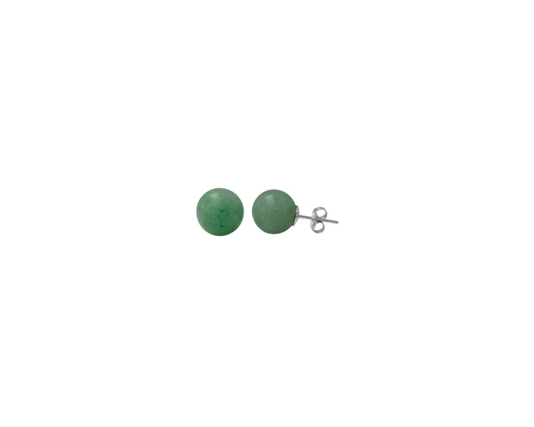 Sterling Silver Aventurine Gemstone Ball Stud