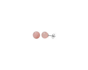 Sterling Silver Quartz (Rose) Gemstone Ball Stud 