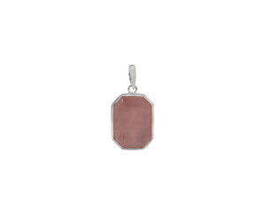 Sterling Silver With Rhodium Rose Quartz Pendant