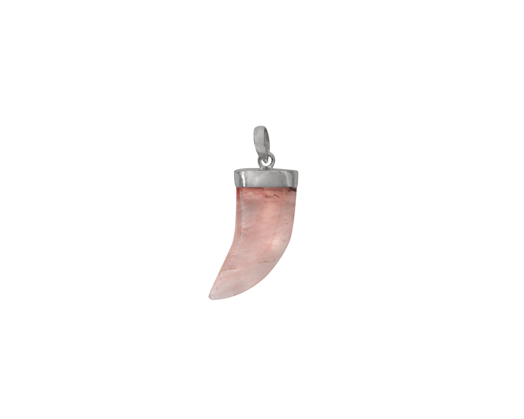 Sterling Silver With Rhodium Rose Quartz Pendant