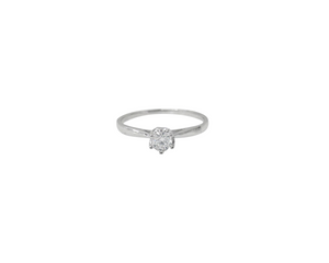 Sterling Silver With Rhodium Cubic Zirconia Solitaire Ring