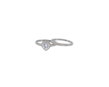 Charger l&#39;image dans la galerie, Sterling Silver With Rhodium Cubic Zirconia Heart Ring Set
