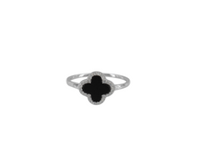 Charger l&#39;image dans la galerie, Sterling Silver With Rhodium Cubic Zirconia 4 Leaf Clover Ring &amp; Erring Set
