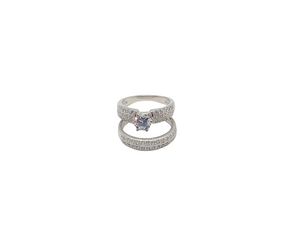 Sterling Silver With Rhodium Ring Set