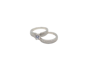 Sterling Silver With Rhodium Ring Set