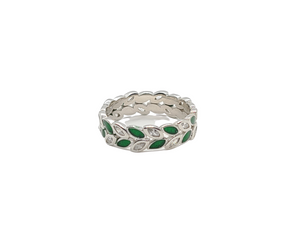 Sterling Silver With Rhodium Vine Leaf Ring