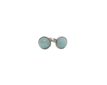 Charger l&#39;image dans la galerie, Sterling Silver With Rhodium Plated &quot;Larimar&quot; Stone Stud Earring
