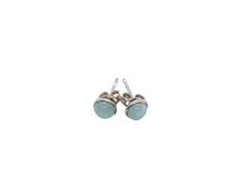 Charger l&#39;image dans la galerie, Sterling Silver With Rhodium Plated &quot;Larimar&quot; Stone Stud Earring
