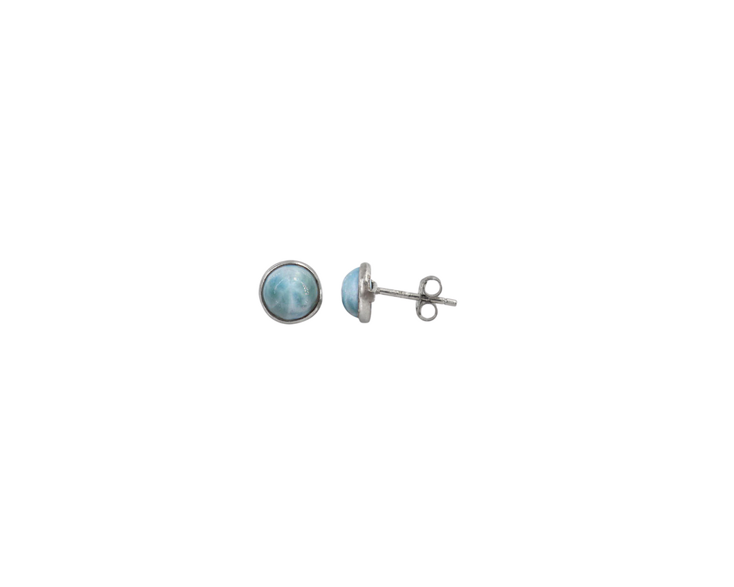 Sterling Silver With Rhodium Plated Stone Stud Earring