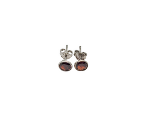 Sterling Silver "Garnet" Stud Earring