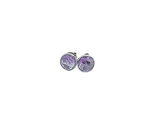 Charger l&#39;image dans la galerie, Sterling Silver Round Shape &quot;Amethyst&quot; Stone Stud Earring
