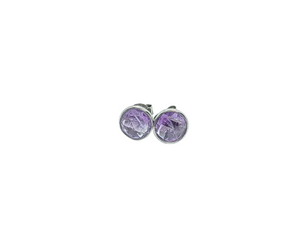 Sterling Silver Round Shape "Amethyst" Stone Stud Earring