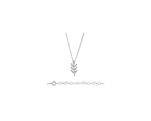 Charger l&#39;image dans la galerie, Sterling Silver with Rhodium, Leaf Charm Necklace
