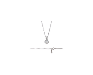 Sterling Silver With Rhodium, Round Cubic Zirconia Necklace