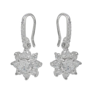 Sterling Silver Faceted Flower Shape Stone Earring