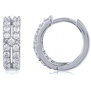 Silver Huggy Earrings With CZ