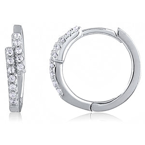 Silver Huggie Earrings with CZ