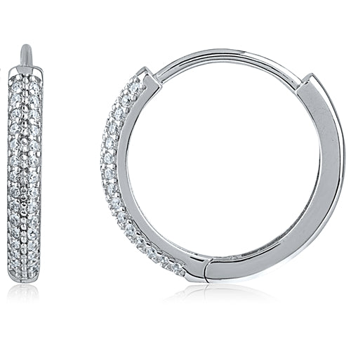 Silver Huggie Earrings with CZ