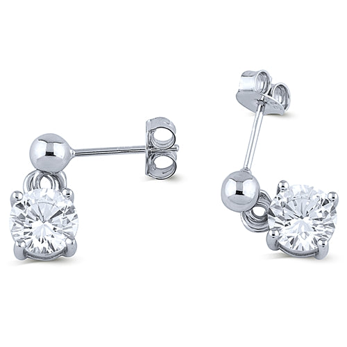 Silver Dangling Earrings with White CZ