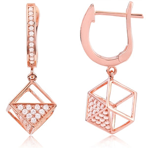 Silver Rose Gold Plated Earrings with CZ