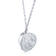 Load image into Gallery viewer, Silver Oyster Necklace with Faux Pearl and CZ - 16&quot; + 2&quot; Length
