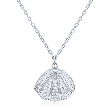 Load image into Gallery viewer, Silver Oyster Necklace with Faux Pearl and CZ - 16&quot; + 2&quot; Length
