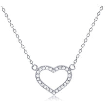 Load image into Gallery viewer, Silver Open Heart Necklace with CZ
