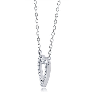 Silver Open Heart Necklace with CZ