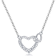 Load image into Gallery viewer, Silver Double Heart Necklace with CZ
