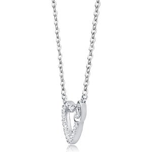 Silver Double Heart Necklace with CZ