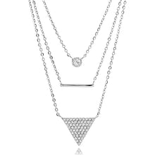 Load image into Gallery viewer, Silver Layered Necklace 3 Pendants with Micro set Cubic Zirconia
