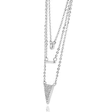 Load image into Gallery viewer, Silver Layered Necklace 3 Pendants with Micro set Cubic Zirconia
