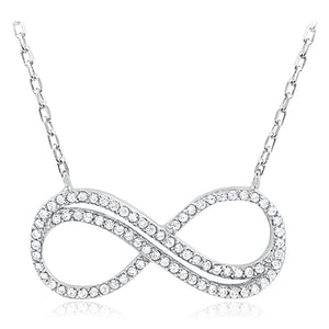 Silver Infinity Necklace with Cubic Zirconia