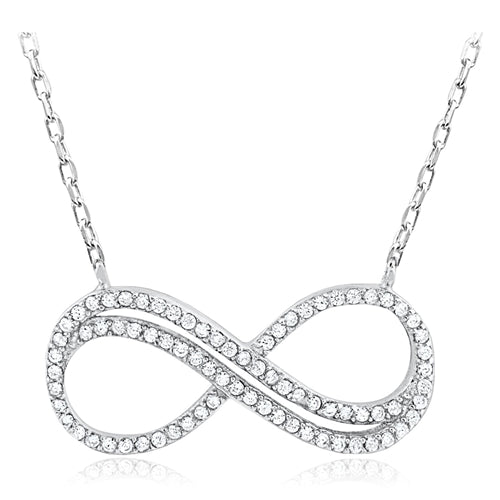 Silver Infinity Necklace with Cubic Zirconia