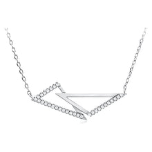 Load image into Gallery viewer, Silver Triangle Necklace with Cubic Zirconia
