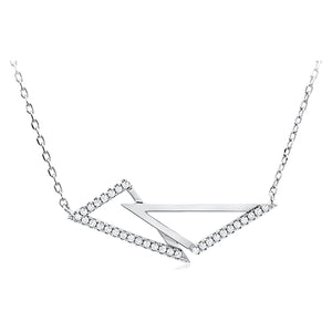 Silver Triangle Necklace with Cubic Zirconia