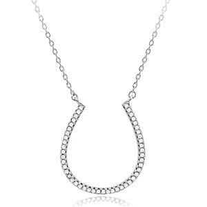  Silver Horseshoe Necklace with Cubic Zirconia