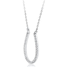 Load image into Gallery viewer,  Silver Horseshoe Necklace with Cubic Zirconia
