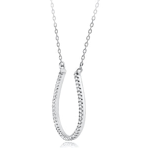  Silver Horseshoe Necklace with Cubic Zirconia