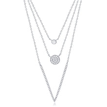 Load image into Gallery viewer, Silver Layered Necklace With CZ
