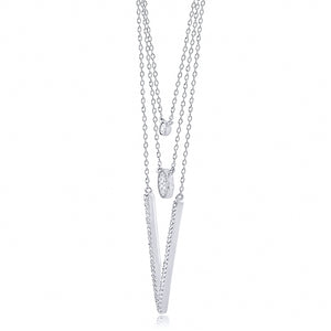 Silver Layered Necklace With CZ