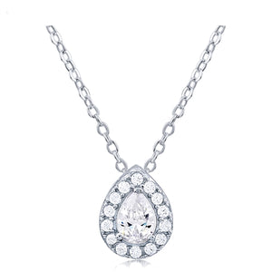  Silver Necklace Pear Shape With CZ