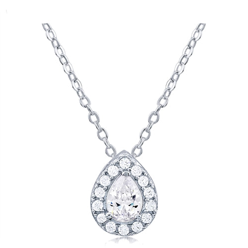  Silver Necklace Pear Shape With CZ