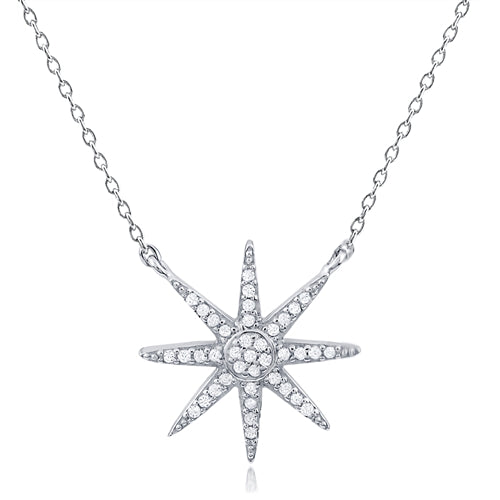 Silver Star Necklace with CZ