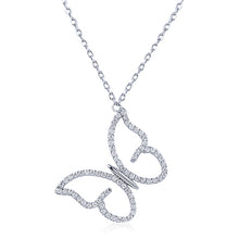 Load image into Gallery viewer, Silver Butterfly Necklace with CZ
